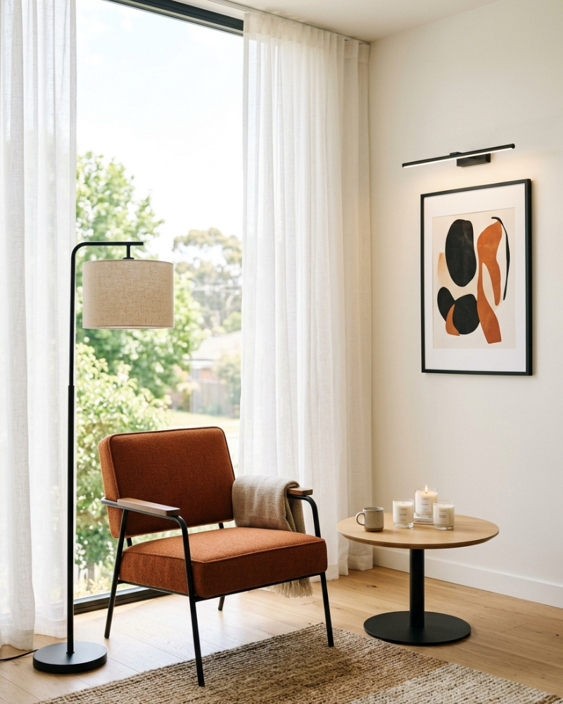 modern living room decor: living room light and ambience