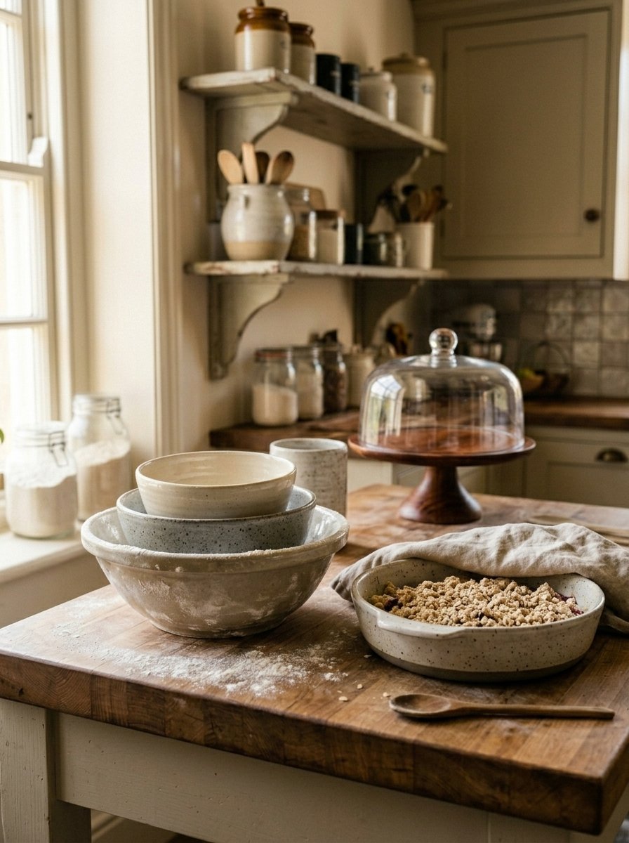 romantic kitchen aesthetic: vintage bakeware essentials